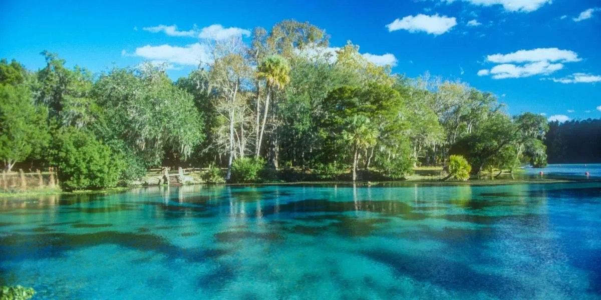 People tubing on a crystal clear Florida spring run near Orlando