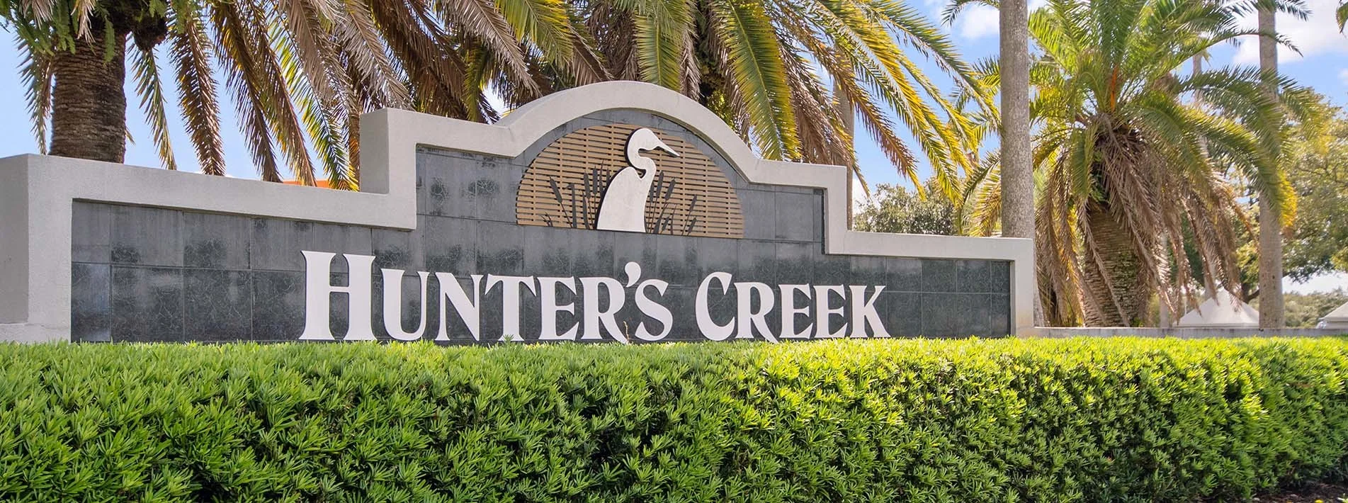 Hunters Creek community in South Orlando Florida with residential streets and suburban living