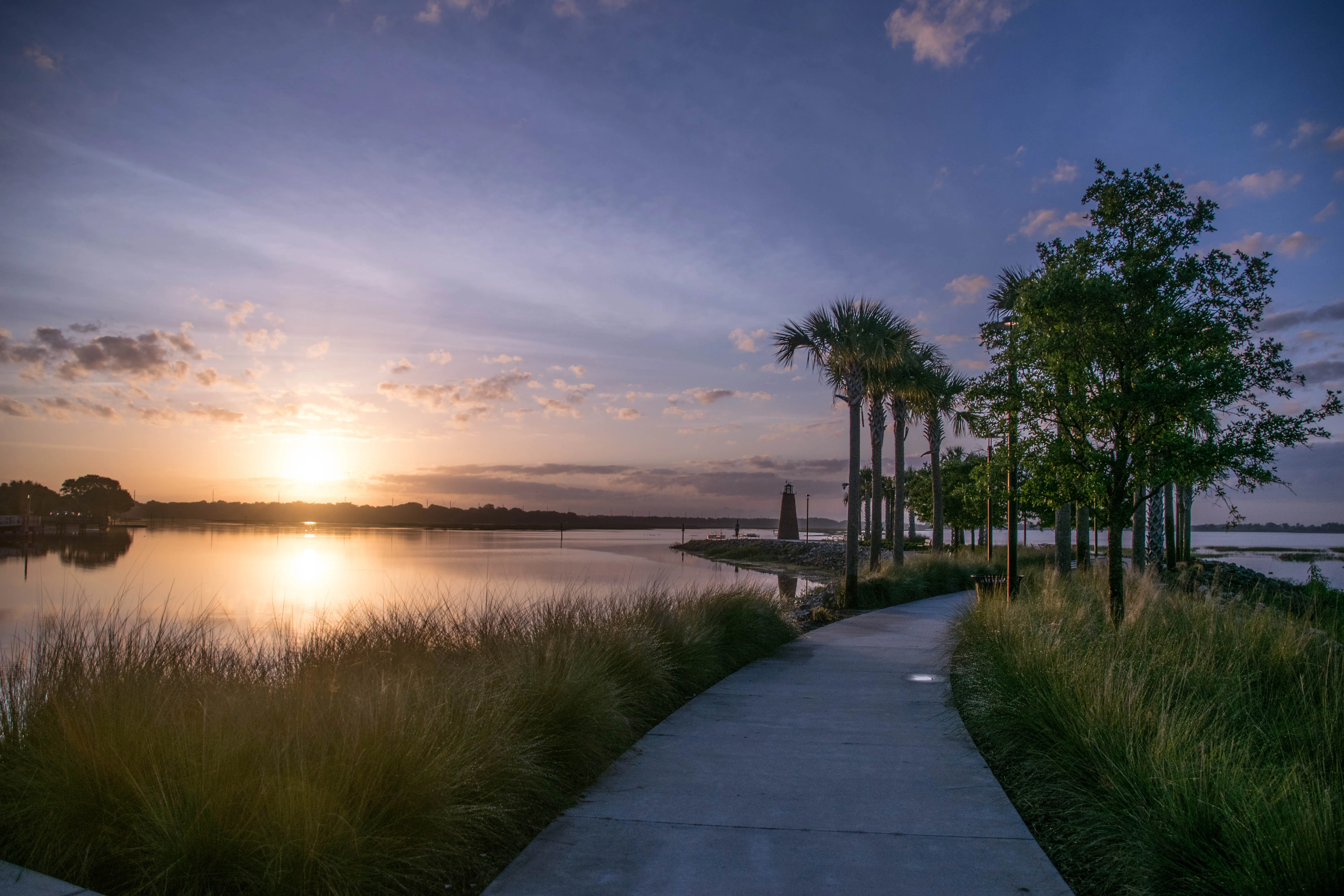 Kissimmee Lakefront Park lighthouse and waterfront on Lake Tohopekaliga