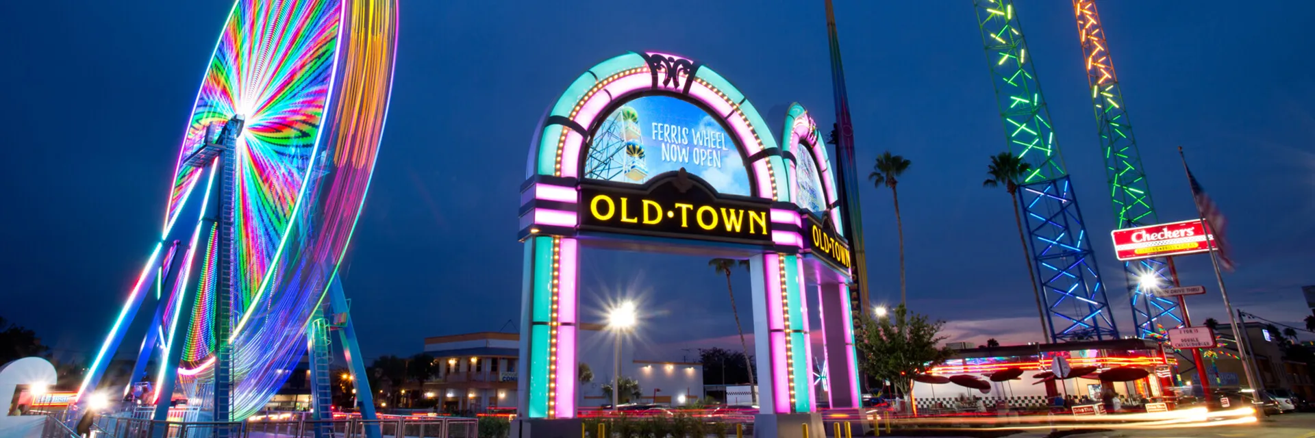 Old Town Kissimmee Florida street view near homes and attractions