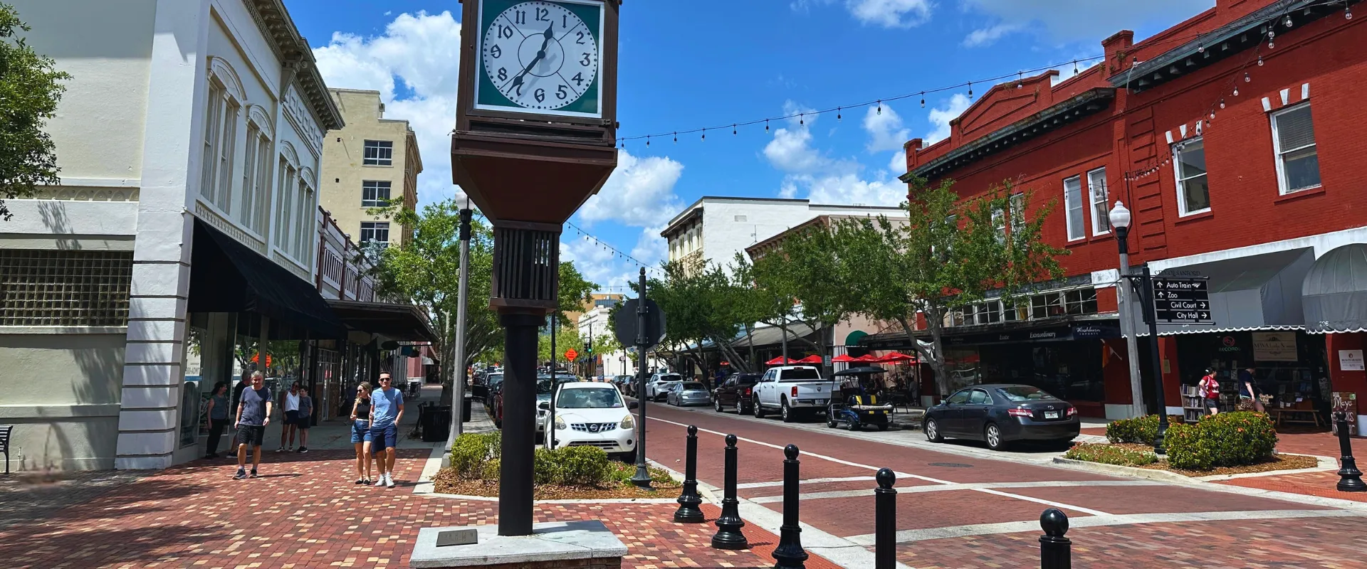 Historic Downtown Sanford Florida brick streets Victorian architecture shops and breweries